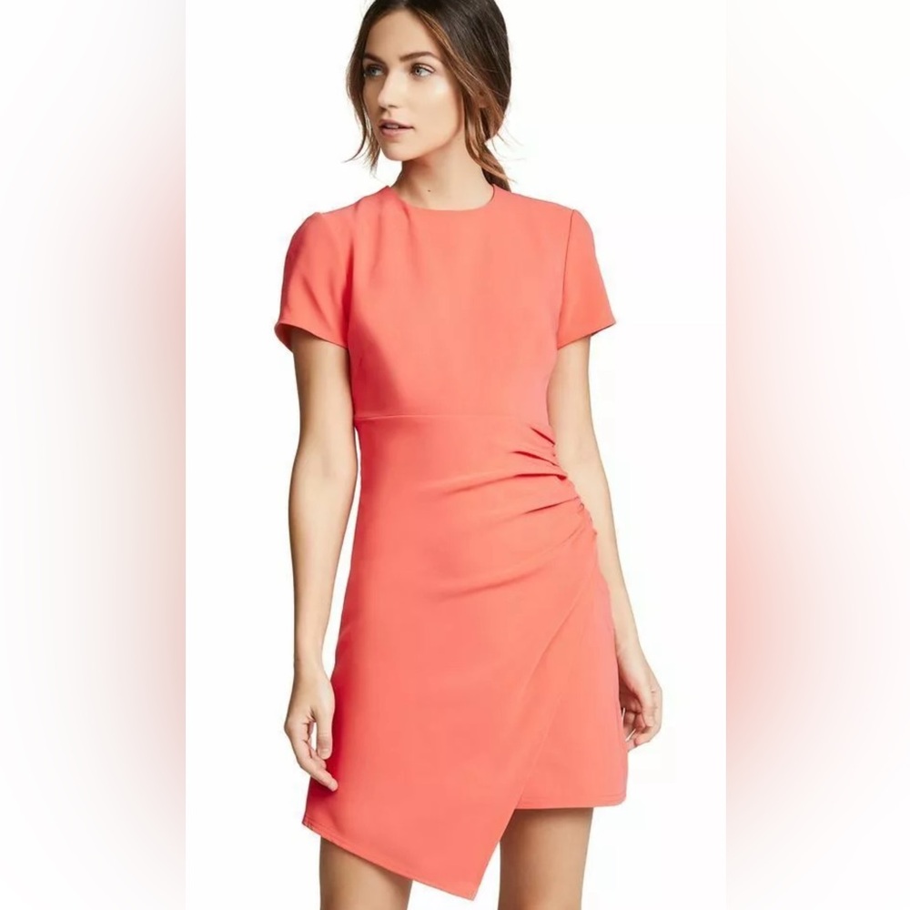 cinq a sept Coral Mini Dress with Asymmetric Wrap